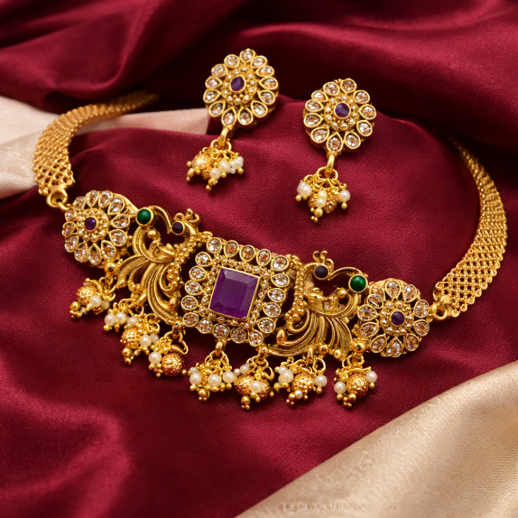 Royal Noor Premium Kundan Choker Set for Women & Girls