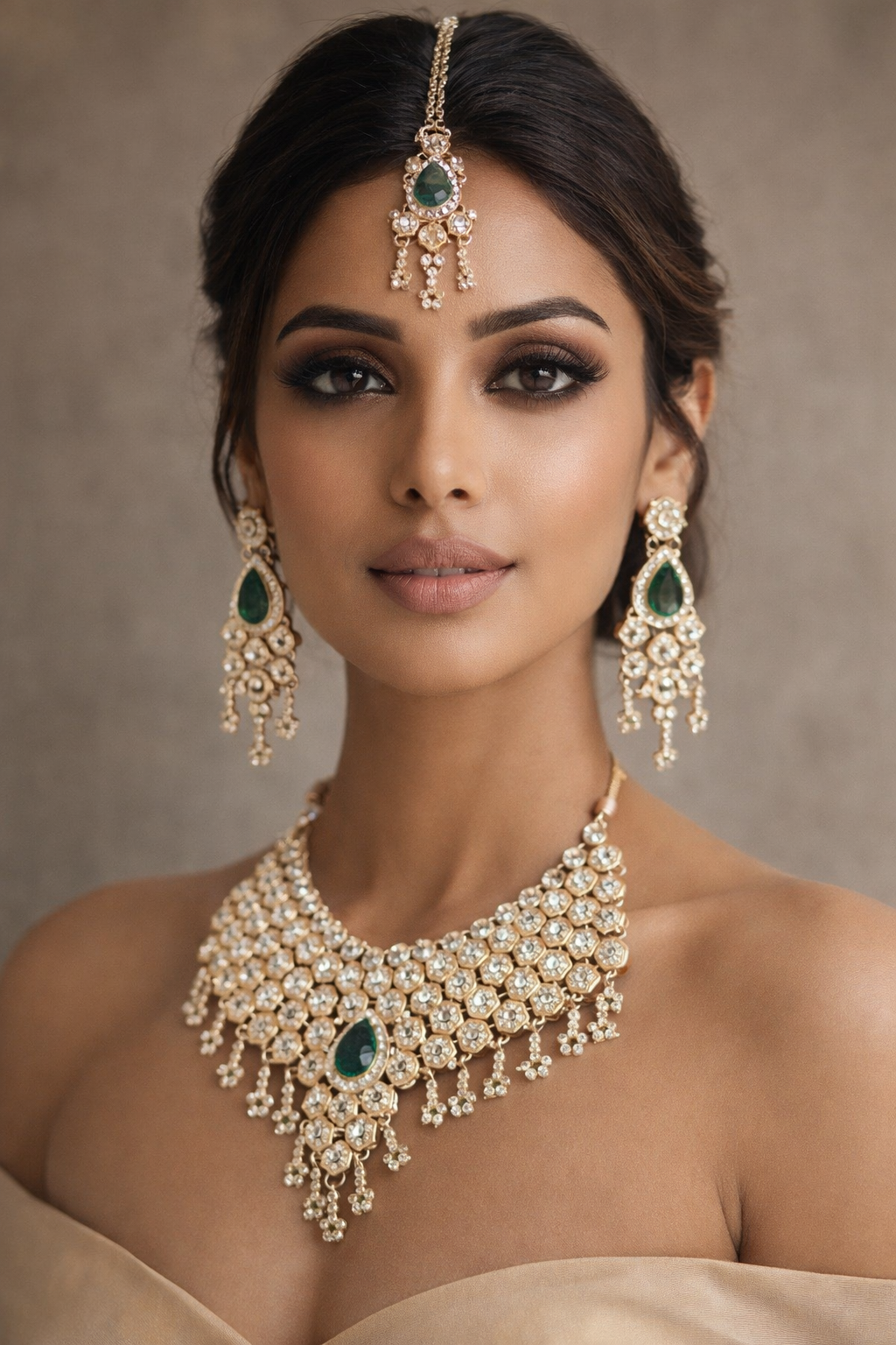 Rajwada Emerald Diamond Set