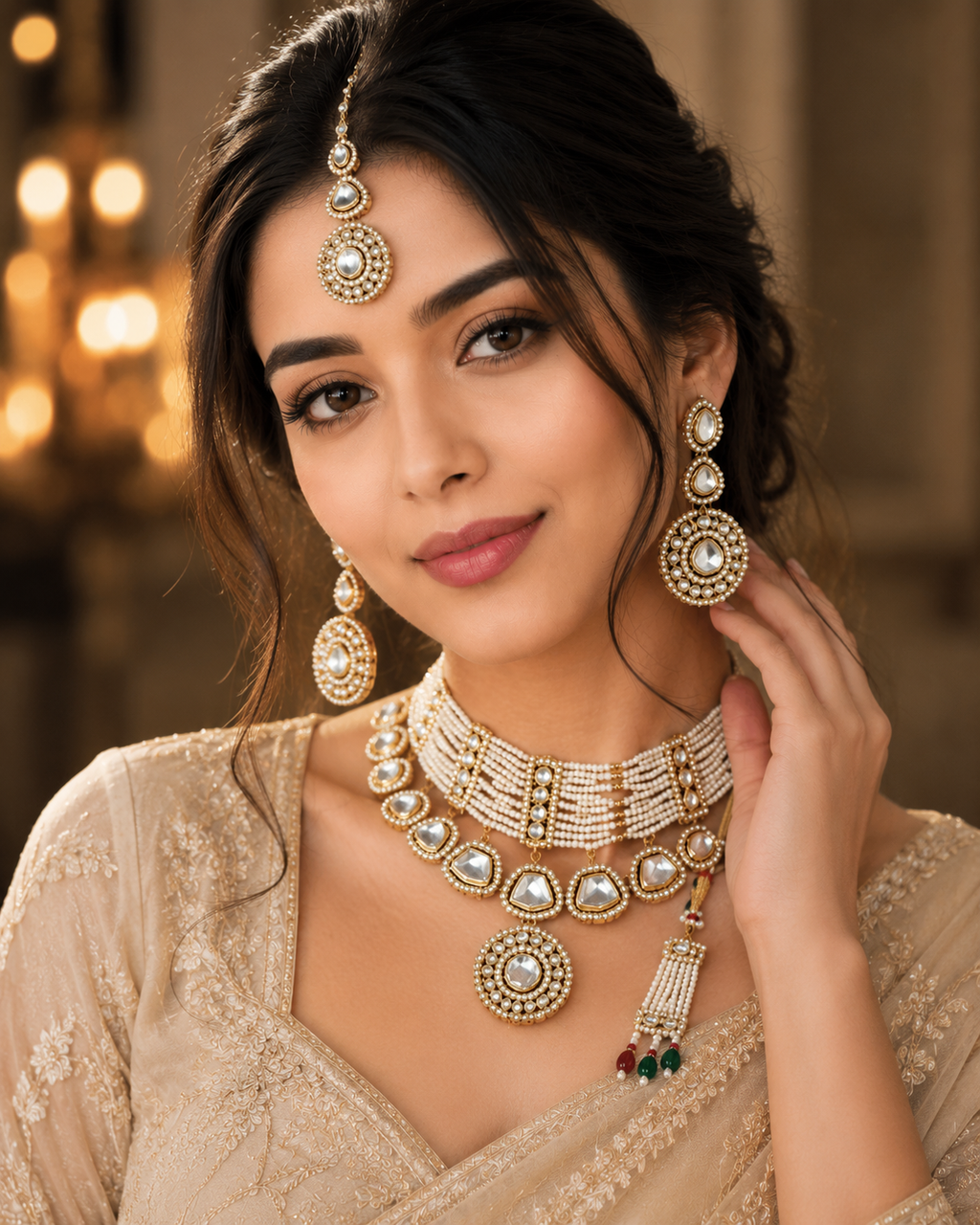 Royal Kundan Pearl Choker Set